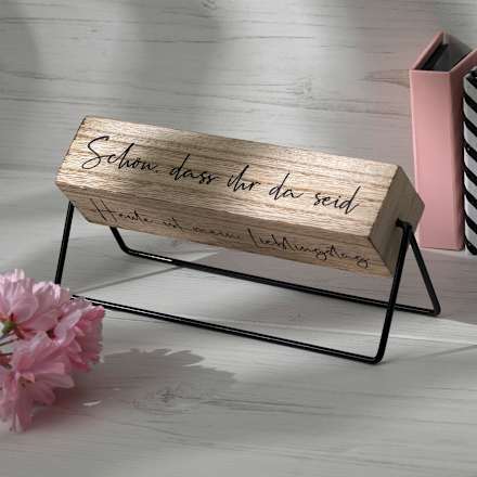 Aufsteller mit Spruch, drehbar, natur-schwarz BOLTZE