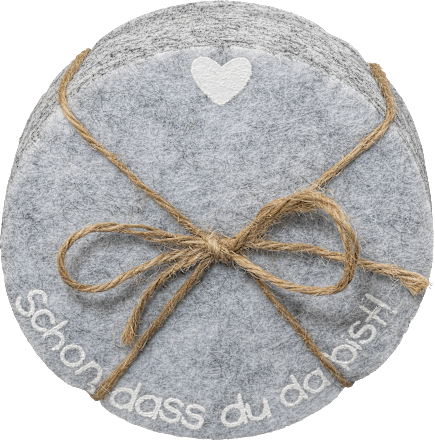 Untersetzer Filz "Schön, dass du da bist" rund, grau (6tlg) BOLTZE