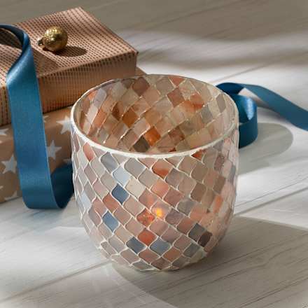 Glaswindlicht, Mosaik, blau-grau, gerade Form BOLTZE