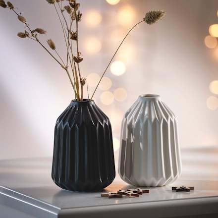 Keramikvase, gerillt, weiß Dekorieren & Einrichten