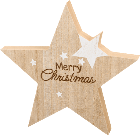 Holzstern "Merry Christmas", natur-weiß BOLTZE