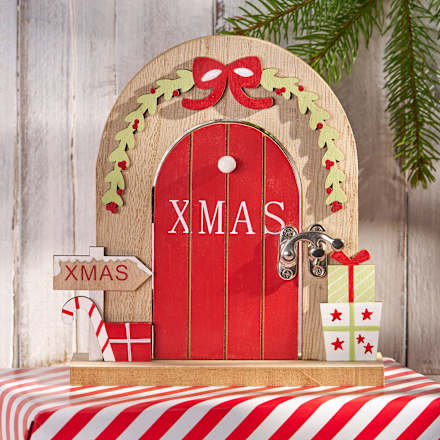 Holzwichteltür "XMAS", rot-grün-natur BOLTZE
