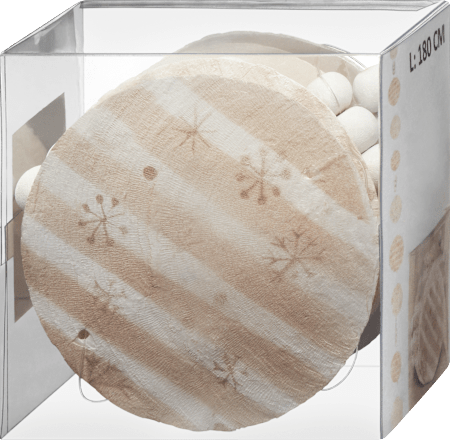 Girlande, Schneeflockenmuster & Holzperlen, beige-weiß BOLTZE