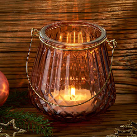 Kerzenhalter aus Glas, rosé BOLTZE