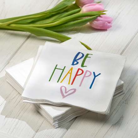 Servietten "BE HAPPY" (33x33 cm) BOLTZE