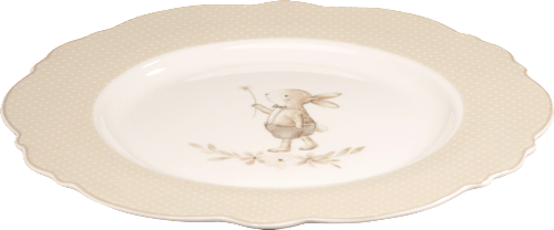 Keramikteller mit Hasenjunge, gepunktet, braun BOLTZE