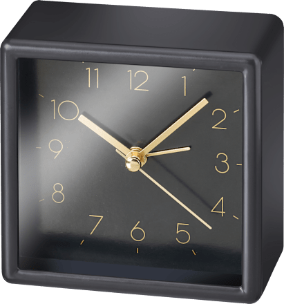 Uhr quadratisch, schwarz/gold (9,3x9,3x4,5cm) BOLTZE