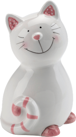 Keramikspardose, Katze, weiß-rosa BOLTZE