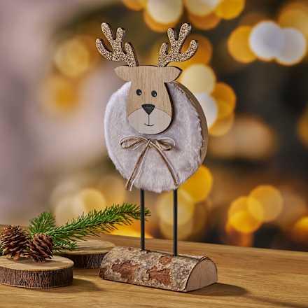 Holzaufsteller, Elch mit Fell, creme-braun BOLTZE