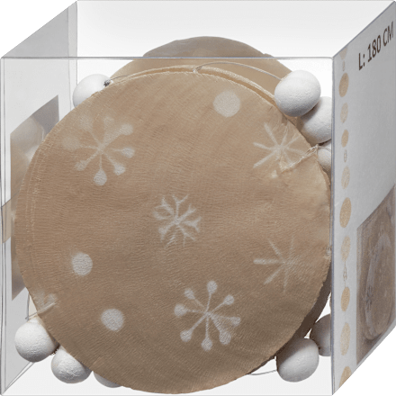Girlande, Schneeflockenmuster & Holzperlen, beige-weiß BOLTZE