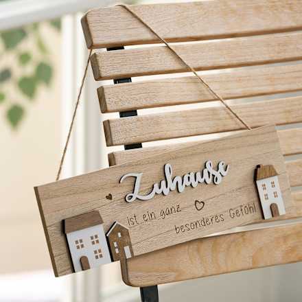 Holzschild "Zuhause", natur-weiß BOLTZE