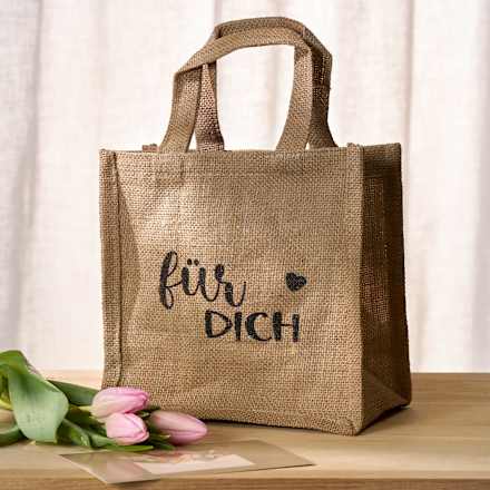 Jutetasche "für DICH" mit Henkel, braun/schwarz BOLTZE