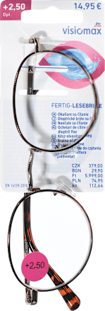 dioptrické brýle na čtení +2,5 Dp, hnědé visiomax