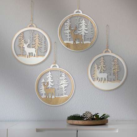 Dekoanhänger Holzscheibe Wald  Dekorieren & Einrichten