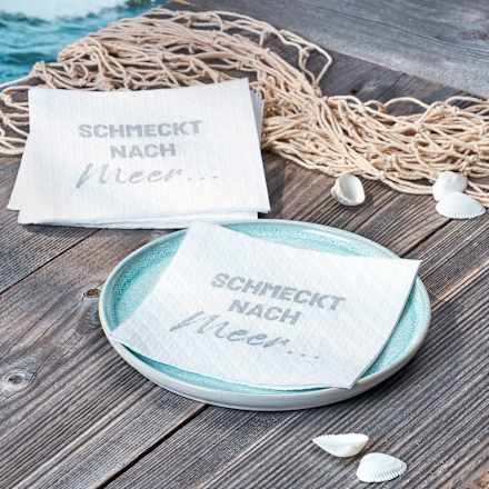 Servietten "Schmeckt nach Meer", geprägt (33x33 cm) Dekorieren & Einrichten