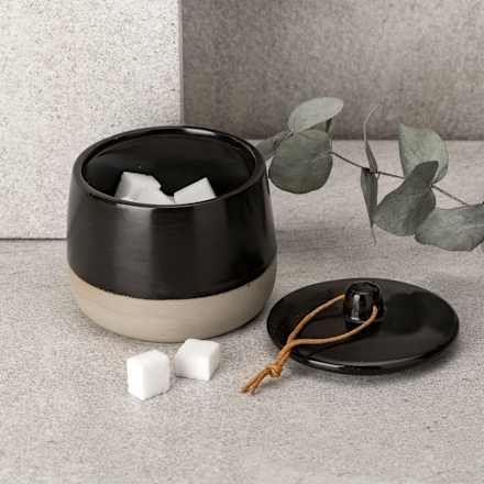 Porzellandose mit Deckel, schwarz-beige Dekorieren & Einrichten