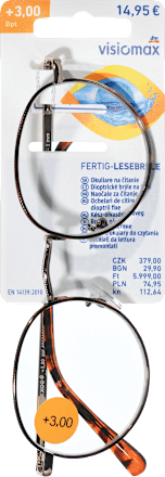 dioptrické brýle na čtení +3,0 Dp, hnědé visiomax