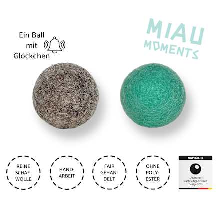 Katzenspielzeug flinke Filzbälle grau & mint Catlabs