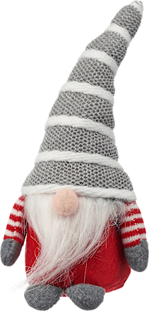 Stoffwichtel mit geringelter Mütze, grau-weiß-rot BOLTZE