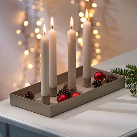 Dekoteller mit Kerzenhalter, beige BOLTZE