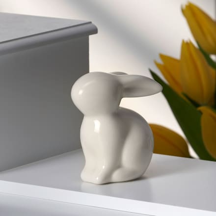 Keramikhase sitzend, weiß-glänzend (8 cm) Dekorieren & Einrichten