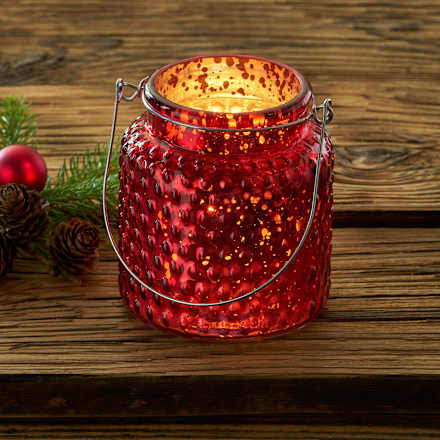 Windlicht aus Glas, Noppen, bordeaux BOLTZE