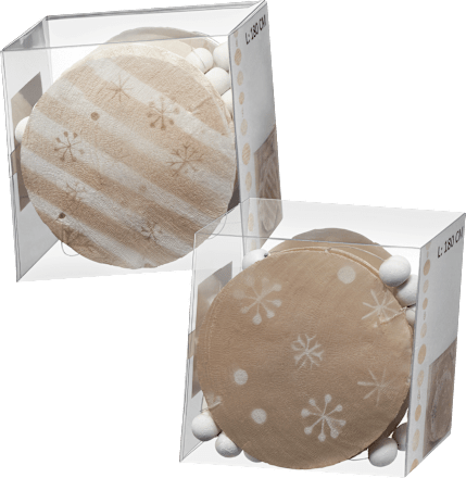 Girlande, Schneeflockenmuster & Holzperlen, beige-weiß BOLTZE
