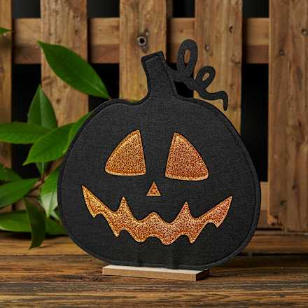 Filzaufsteller, Kürbis mit Gesicht, schwarz-Glitter BOLTZE