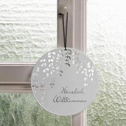 Metallscheibe "Herzlich willkommen", weiß BOLTZE