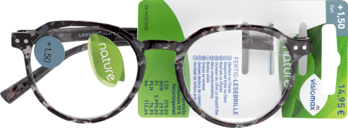 Olvasószemüveg +1,5 dioptriás, szürke-fekete műanyag kerettel Visiomax