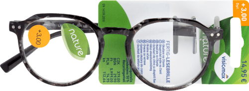 Olvasószemüveg +3,0 dioptriás, szürke-fekete műanyag kerettel Visiomax