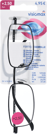 dioptrické brýle na čtení +2,5 Dp, černé visiomax