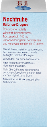 Nachtruhe Baldrian-Dragees Mivolis