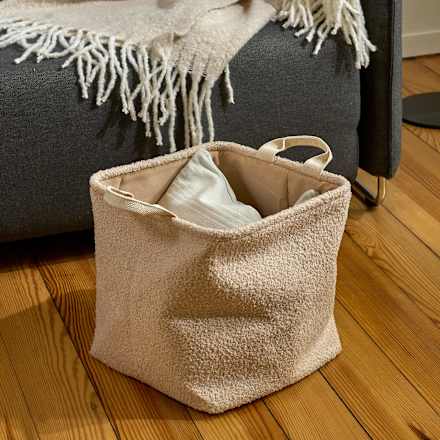 Korb aus Teddystoff, beige (30x30x30 cm) BOLTZE