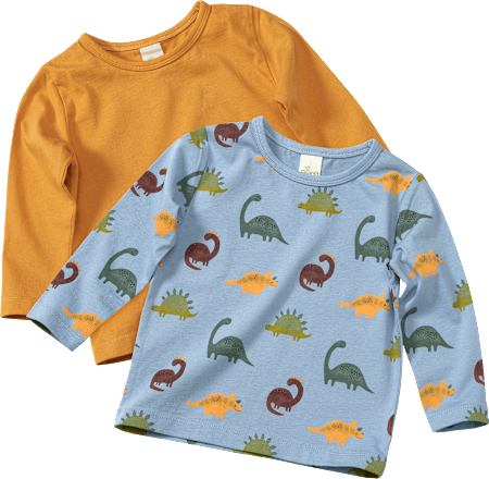 2er Pack Langarmshirts, Gr. 98, aus Bio-Baumwolle, gelb, blau ALANA