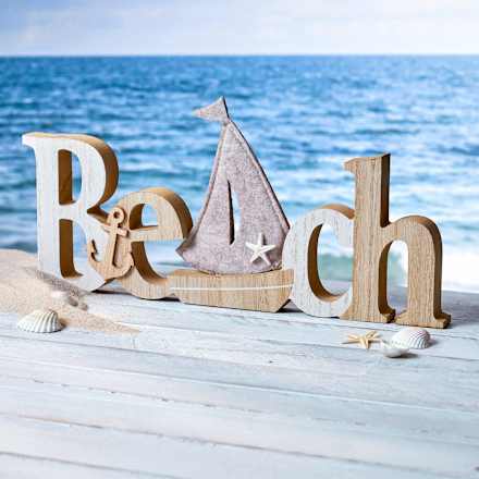 Holzaufsteller "Beach" mit Filzboot BOLTZE
