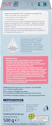 Anfangsmilch Pre von Geburt an babylove