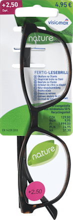 Očala za branje nature, dioptrija: +2,50, črna z vzorcem visiomax
