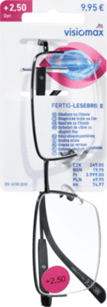 Olvasószemüveg +2,5 dioptriás, félig fekete fém kerettel Visiomax