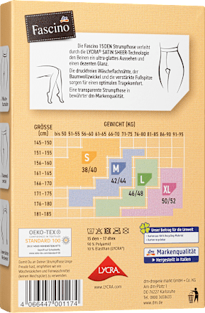 Strumpfhose dezent glänzend champagner Gr. 38/40, 15 DEN Fascino