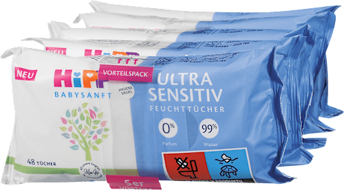Vlažni robčki Babysanft Ultra Sensitiv, 5 x 48 HiPP Babysanft