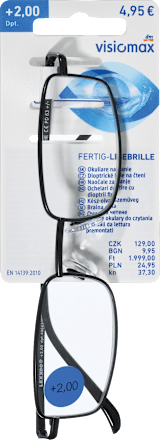 dioptrické brýle na čtení +2,0 Dp, černé visiomax