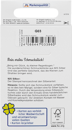 Ohrstecker Kind Regenbogen 925 Silber ebelin