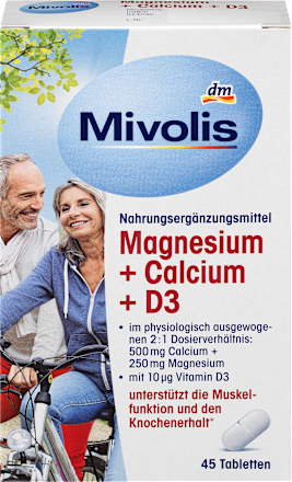 tablety Magnesium + Calcium + Vitamín D3 Mivolis
