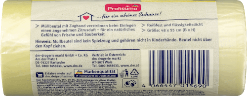 Торбички за боклук 20л с връзка и аромат на цитрус Profissimo