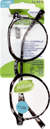 Olvasószemüveg +1,0 dioptriás, szürke-fekete műanyag kerettel Visiomax