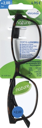 Olvasószemüveg nature, +2,0 dioptriás, barna műanyag kerettel Visiomax