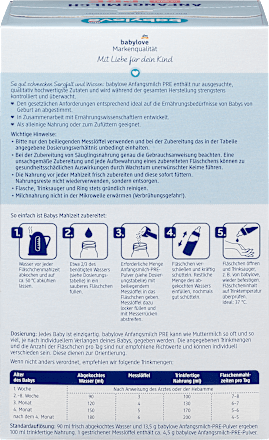 Anfangsmilch Pre von Geburt an babylove