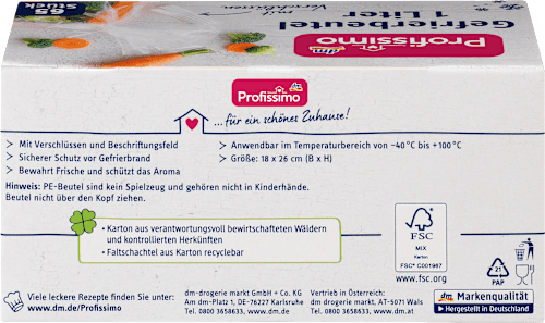 Vrečke za zamrzovanje z zadrgo, 1 L Profissimo