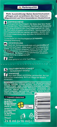 Gesichtsmaske Aloe Vera (2x8 ml) Balea